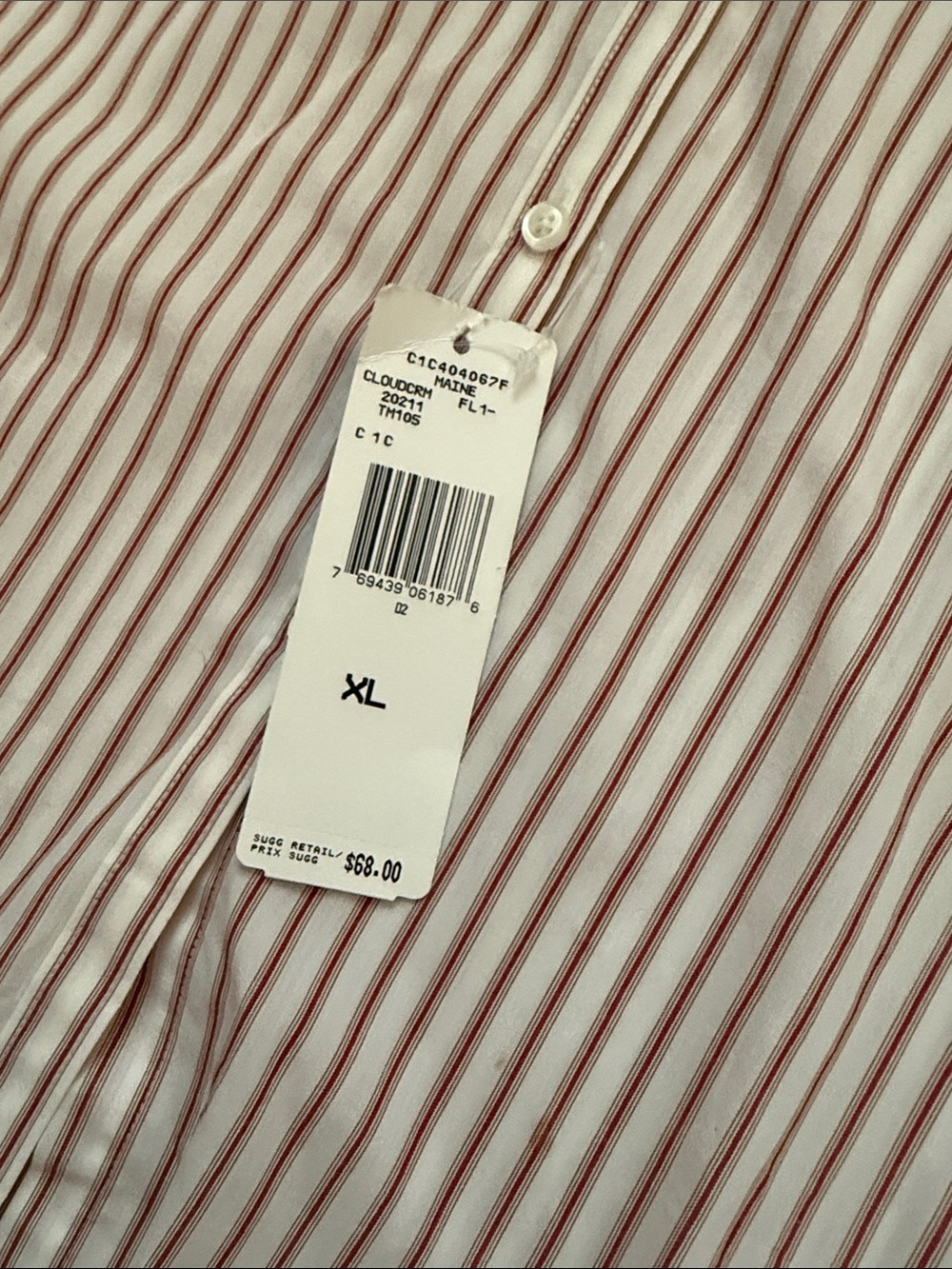 Lauren Ralph Lauren White 100% Cotton Button-Down Shirt with Red Stripes - Picture 5 of 7